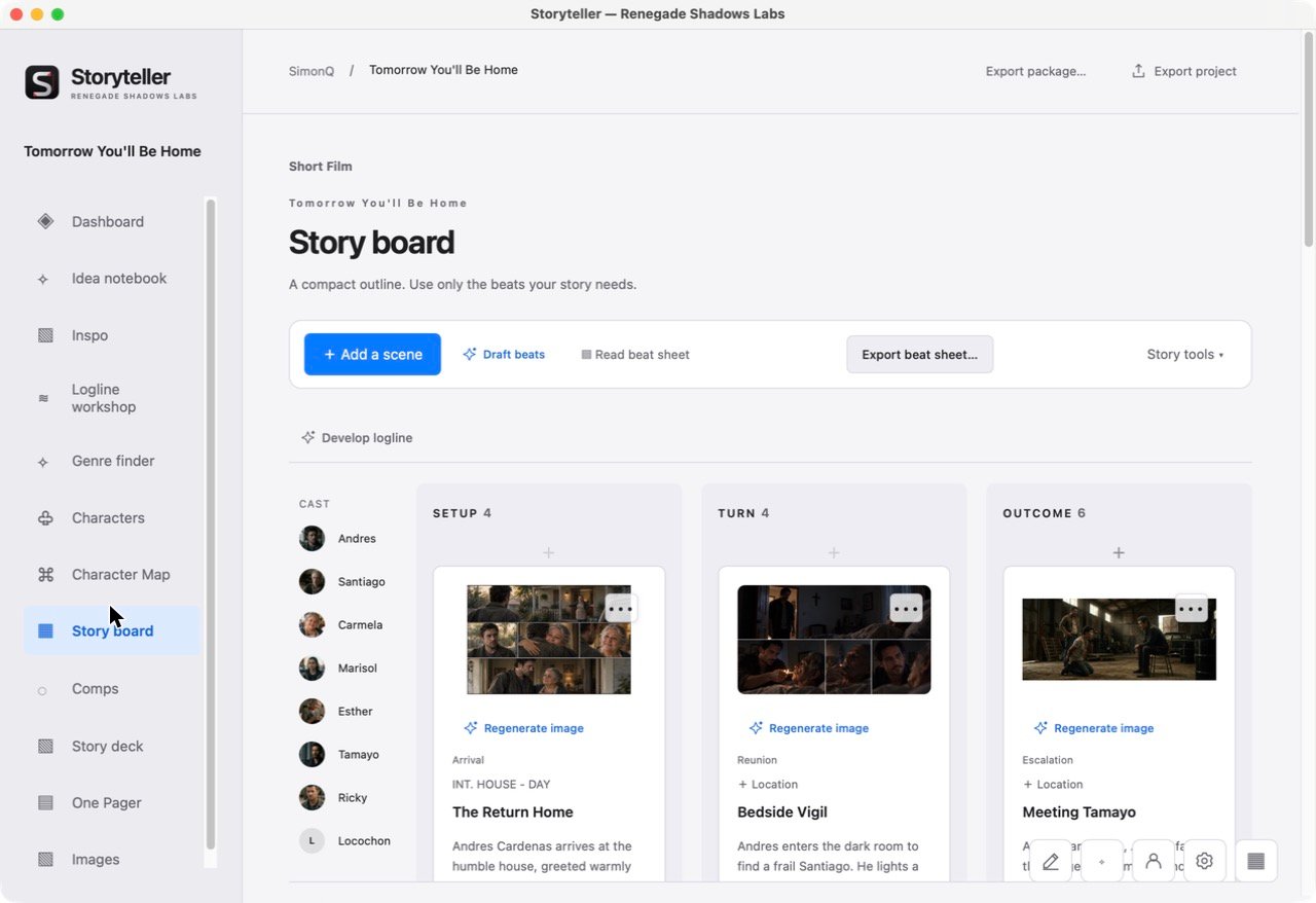 Story board screen
